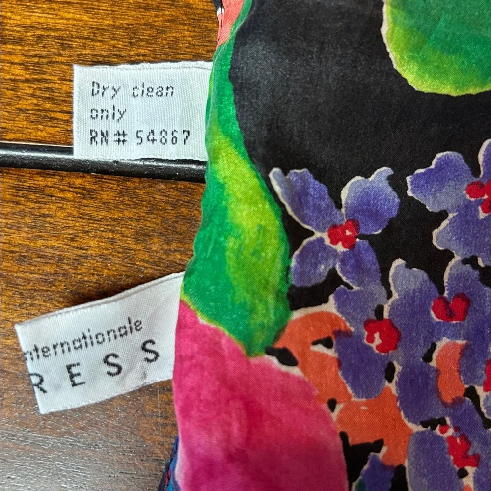 Express Colorful Floral 100% Silk Scarf  10” x 86”